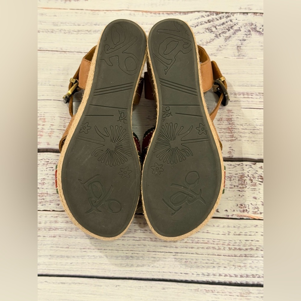 OTBT Sandals Womens 7.5 Top Sail Espadrilles Wedge Brown Leather Beach Hippie - Picture 6 of 8